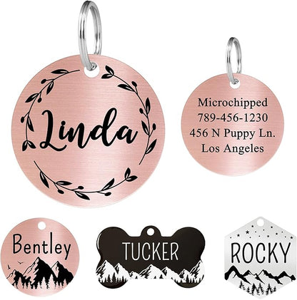 Ultra Joys Personalized Stainless Steel Dog and Cat Tags, Front and Back by UltraJoys