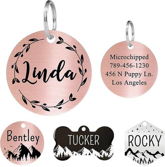 Ultra Joys Personalized Stainless Steel Dog and Cat Tags, Front and Back by UltraJoys