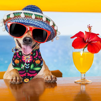 Whaline Mexican Dog Bandana Floral Dog Bandana Cinco De Mayo Fiesta Pet Scarf - Image 5