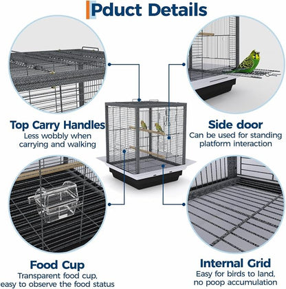 Garvee Small Bird Cage with Playground Stand, 20 Inch High Travel Bird Cage - Image 5