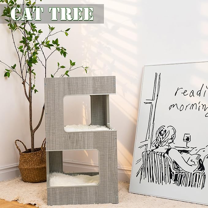 ACH Modern Cat Furniture Cat Tree Spacious Perch Multi-Level Cat Tower - Image 4