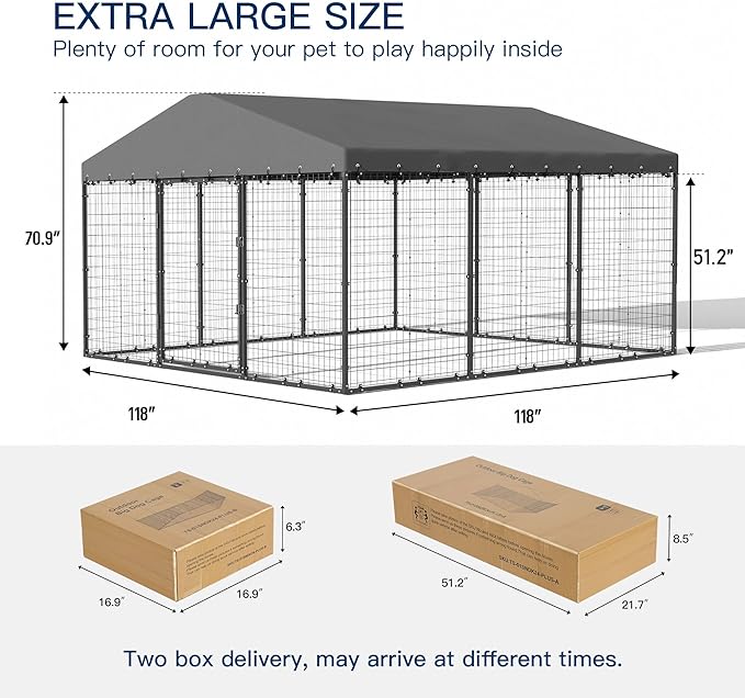Kullavik 10x10x6 FT Large Outdoor Dog Kennel, Anti-Rust Galvanized Steel Dog Pen - Image 6