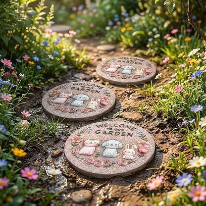 Garden Stepping Stones Outdoor, 9.8" Resin Pet Cat Dog Bunny Stepping Stone - Image 6
