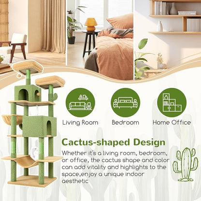 Globlazer Cactus Cat Tree Tower 76-Inch Extra Tall Multi-Level Cat Furniture - Image 6