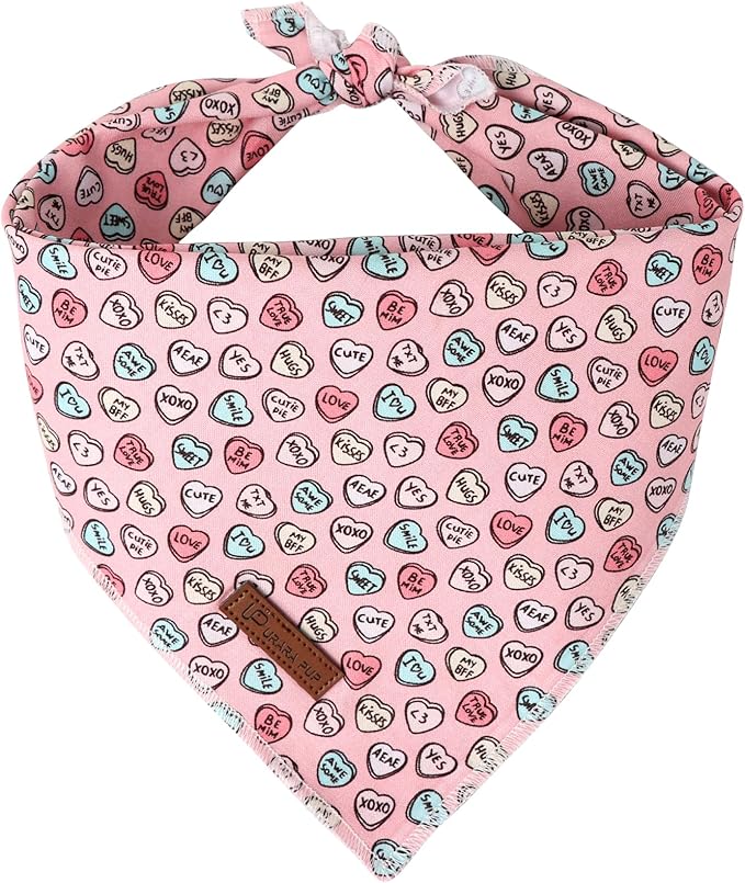 Valentine Dog Bandana, Cotton Pet Kerchief by UPURARAPUP