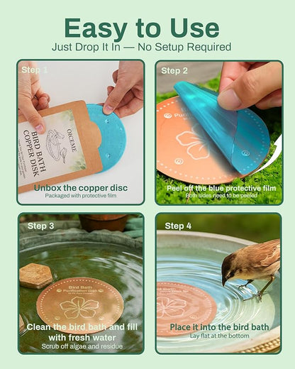 Bird Bath Purification Disk Pure Copper Outside Winter Solar Power Birdbath - Image 6