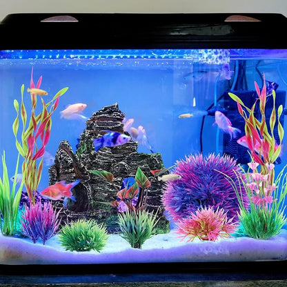 10pcs Aquarium Artificial Plastic Plants Decorations and Rock Cave Decor Set - Image 8