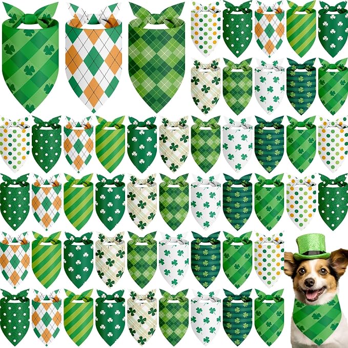 Weewooday 50 Pcs St Patricks Day Bandanas Bulk by Weewooday