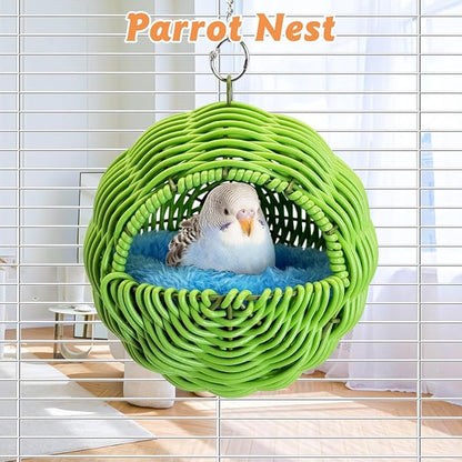 BNOSDM Rattan Parrot Nesting House Bird Nest Parakeet Hanging Swing Soft - Image 3