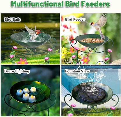 HONGLAND Metal Bird Bath with Trellis, Decorative Bird Feeder Station with - Image 3