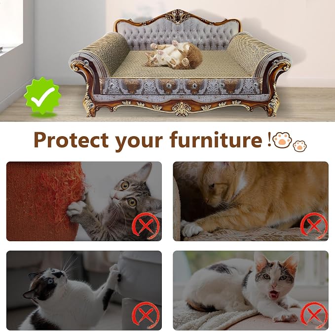 Luxury Cardboard Cat Scratcher Sofa Bed, Couch Shaped Cat Scratching Board - Image 7