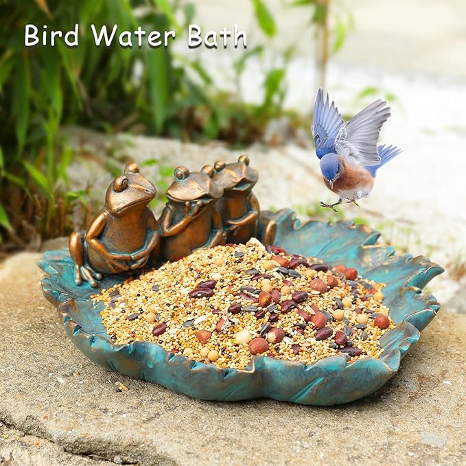 MUMTOP Bird Baths for Outdoors, Antique Outdoor Garden Bird Bath Resin Birdbath - Image 3