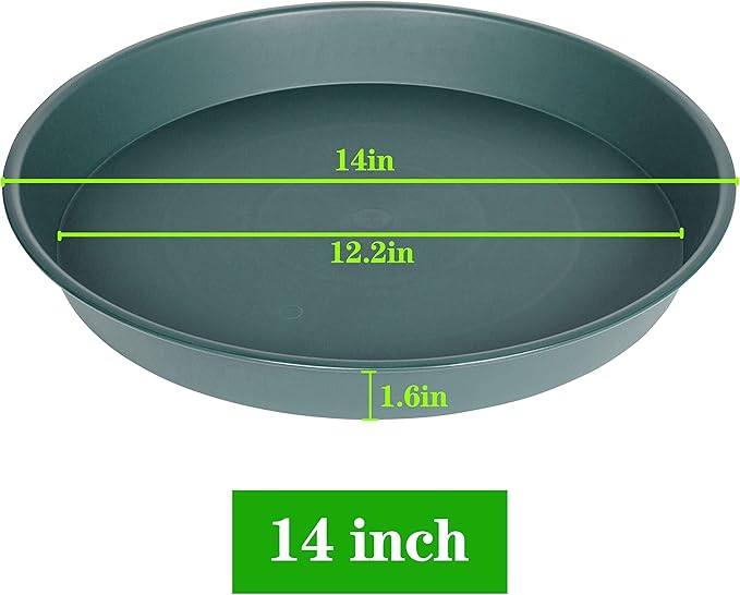 2 Pack of 14 inch Plant Saucer, 1.7" Depth Tray, Large Deep Garden Plastic - Image 2