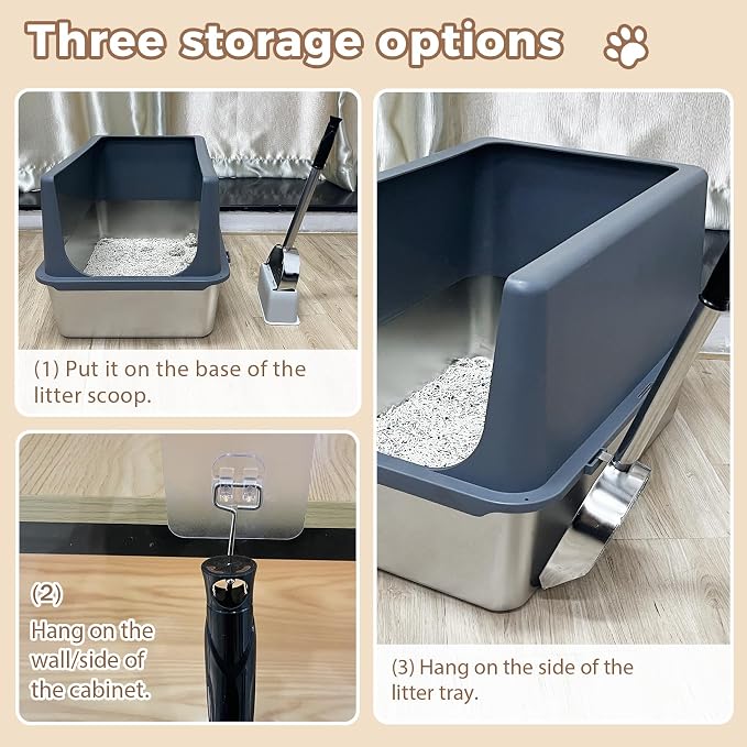 Cat Litter Scoop Deep Shovel, Detachable Long Handle Litter Scooper, Metal Cat - Image 5