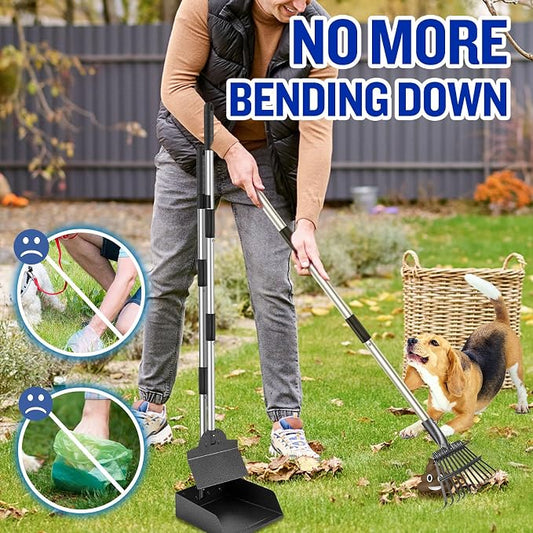 Dog Pooper Scooper, Tray Rake and Spade 3 Pack Poop Scoop Adjustable Long - Image 2