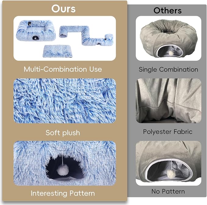 Extra Large Cat Tunnel Bed, 4 Ways Tunnels - Image 7