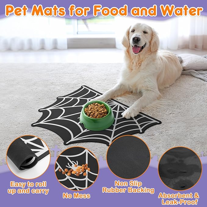 Pet Mats for Food and Water Dog Cat Food Mats Pet Feeding Mat Anti-Slip No - Image 4