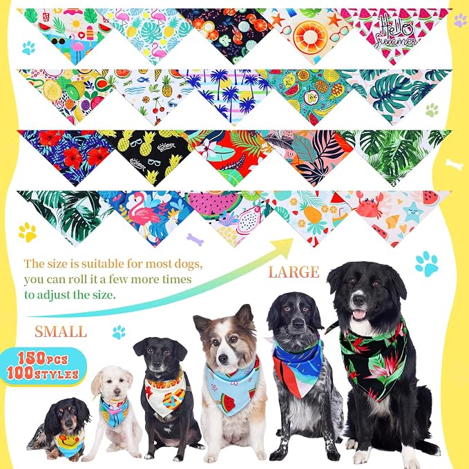 150 Pcs Hawaiian Dog Bandanas Bulk Pet Bibs Colorful Triangle Scarf Pet Bandanas - Image 3