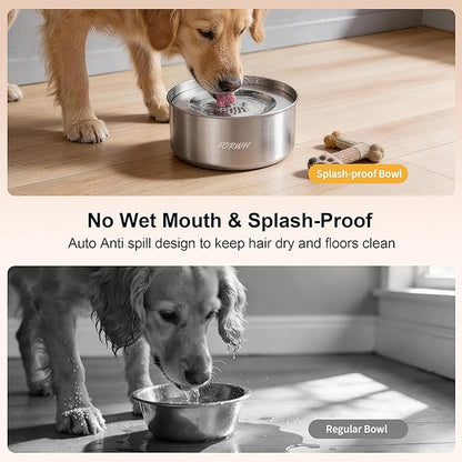 Stainless Steel Dog Water Bowl No Spill, 101oz/3L Large Capacity Pet Water - Image 2
