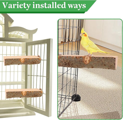 2PCS Natural Wood Bird Perch Platform - Image 6