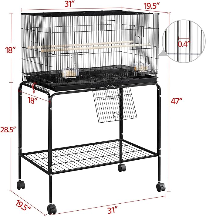 Yaheetech 47-inch Rolling Breeding Flight Bird Cages - Image 4