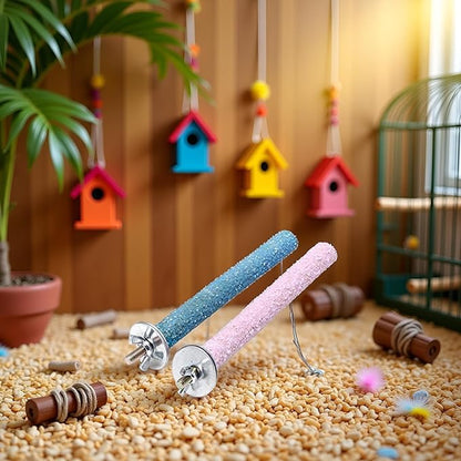 2 Pcs Multi-Color Random Bird Perch Stand Toy Wood Parrot Perch Stand Grinding - Image 4