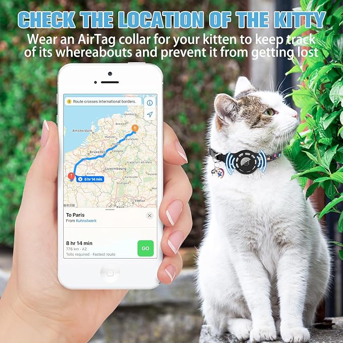 BINGPET AirTag Cat Collar with Bells, Upgraded Safety Elastic Cat Collar with - Image 4