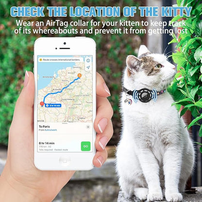 BINGPET AirTag Cat Collar with Bells, Upgraded Safety Elastic Cat Collar with - Image 4