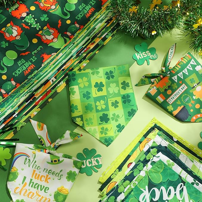 Chunful 50 Pcs St. Patrick's Day Dog Bandanas Bulk - Image 5
