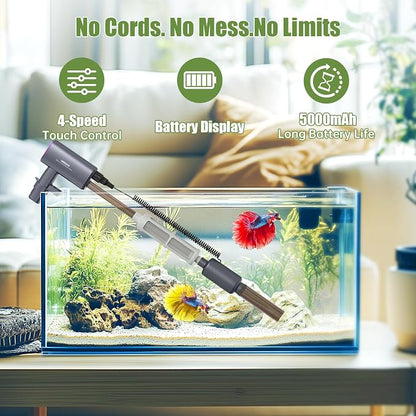 Cordless Aquarium Gravel Cleaner Vacuum: 6-in-1 Electric Fish Tank Cleaner - Image 4
