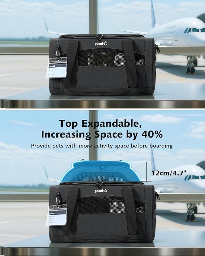Pecute Expandable Pet Carrier Airline Approved Dog Cat Carrier, Breathable - Image 3
