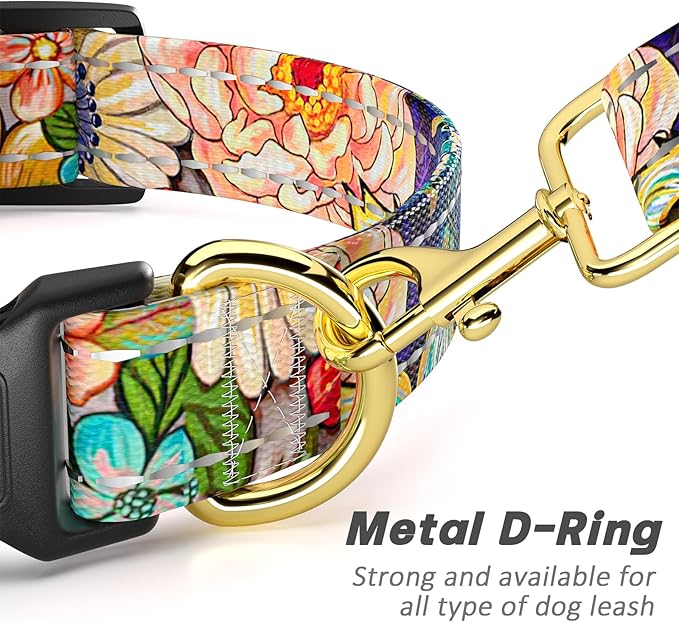 Reflective Dog Collar for Small Dogs, Cute Boho Adjustable Heavy-Duty Nylon - Image 5