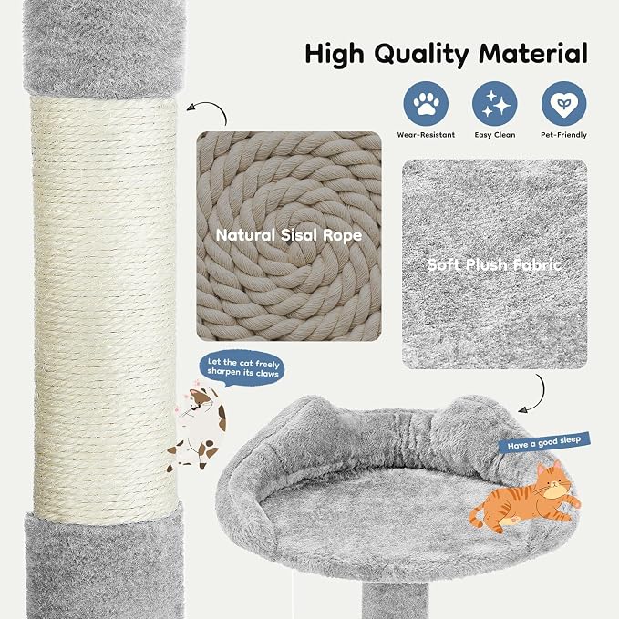 DUMOS 54-inch Indoor Cat Tree Tower –Multi-Level Pet House - Image 3