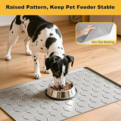Pieviev 34''x22'' Dog Cat Food Bowl Mat, Silicone Waterproof Food Grade Pet - Image 7