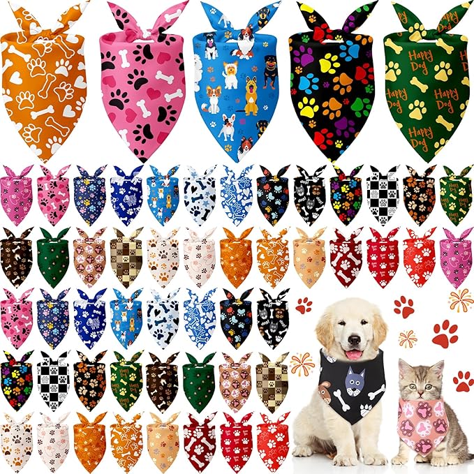 Kacctyen 50 Pcs Dog Bandanas Bulk Bandanas by Kacctyen
