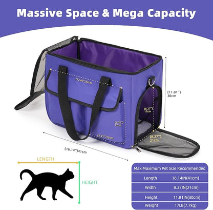 Cat & Dog Carrier for Pets Up to 15 Lbs, Airline Approved Soft-Sided - Image 2