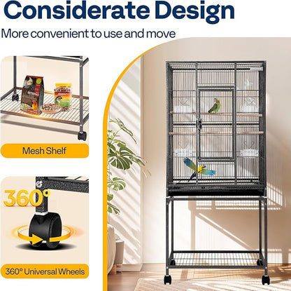 VIVOHOME 54 Inch Wrought Iron Large Bird Flight Cage - Image 4
