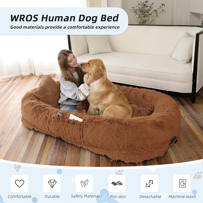 Human Dog Bed, Washable Faux Fur Pet Bed - Image 2