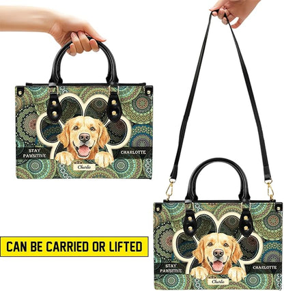 Personalized Pet Mom Leather Handbag – Custom Name Dog Cat Photo Purse - Image 5