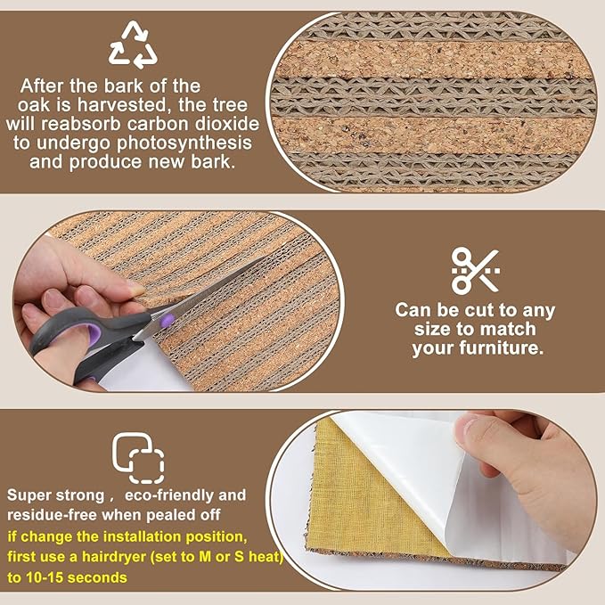 Natural Cork-Cat Scratcher Mat-Cat Scratch Pad Rug-cat Couch Protector-Wall - Image 3