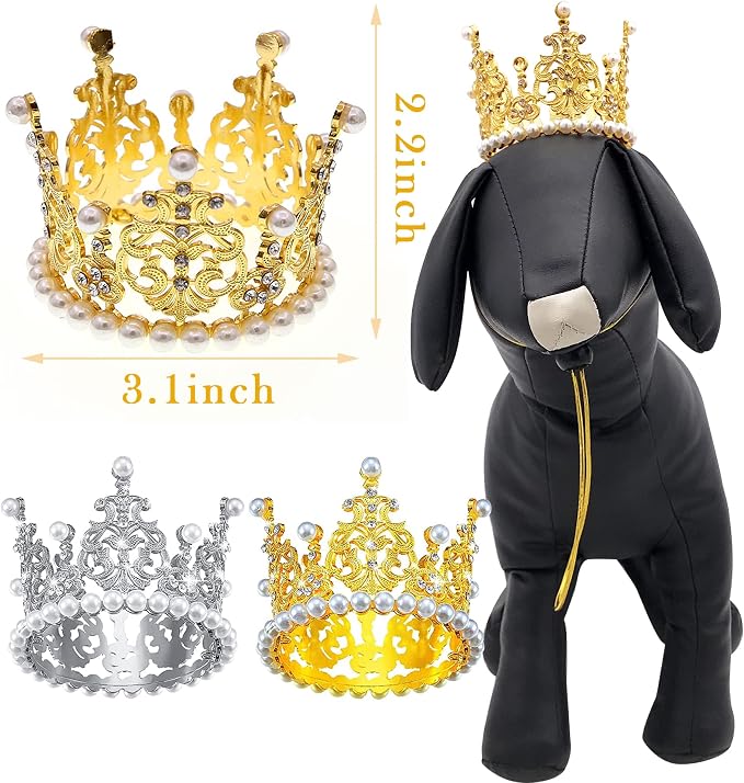 PET SHOW 2pcs Medium Dog Crown Headband Puppies Cat Hat - Image 2