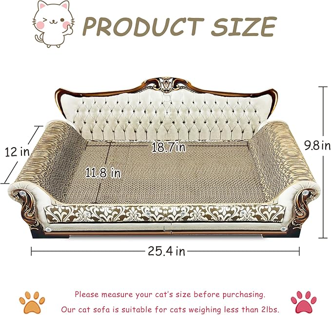 Luxury Cardboard Cat Scratcher Sofa Bed, Couch Shaped Scratching Board - Image 3