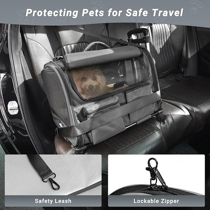 Large Pet Carrier with Wheels, Foldable Rolling Dog Carrier with Big Pocket - Image 5