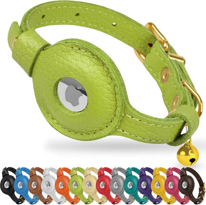 OOPSDOGGY Leather AirTag Cat Collar by OOPSDOGGY