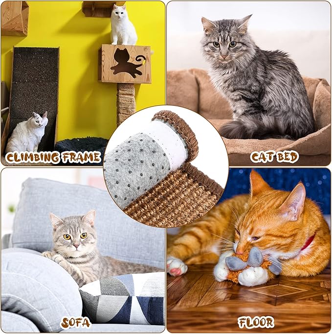 Tuanse 4 PCS Cat Scratcher Mat, 15.7 x 7.8 Inches Sisal Cat Scratching Pad - Image 7