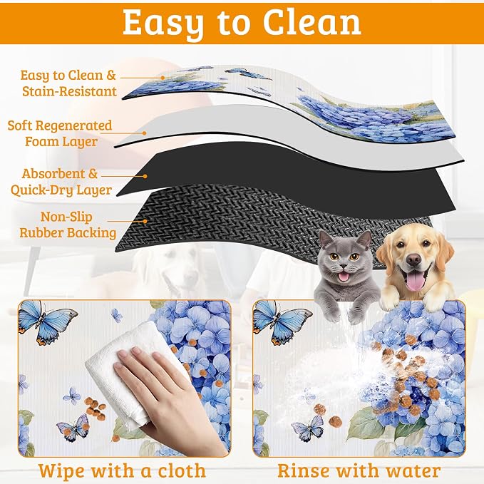 Pet Feeding Mat, Non-Slip Water Bowl Placemat, Pet Supplies 16" x 24" - Image 5