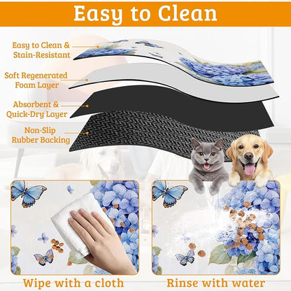Pet Feeding Mat, Non-Slip Water Bowl Placemat, Pet Supplies 12" x 20" - Image 5