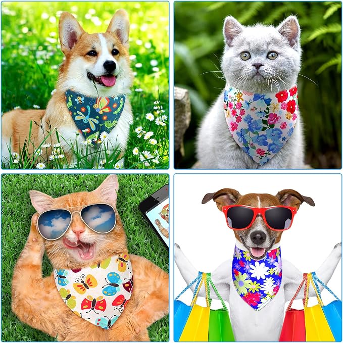 Eccliy 30 Pack Flower Dog Bandanas Bulk Summer Soft Triangle Dog Scarfs - Image 6