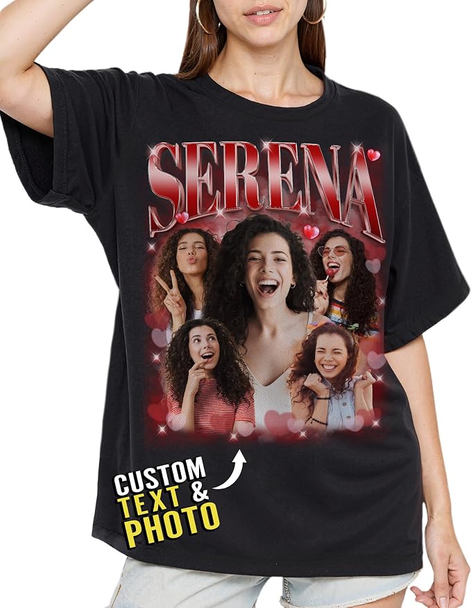Custom Bootleg Rap Shirt with Photo Text, Vintage Custom Picture Shirt by 68PHALO