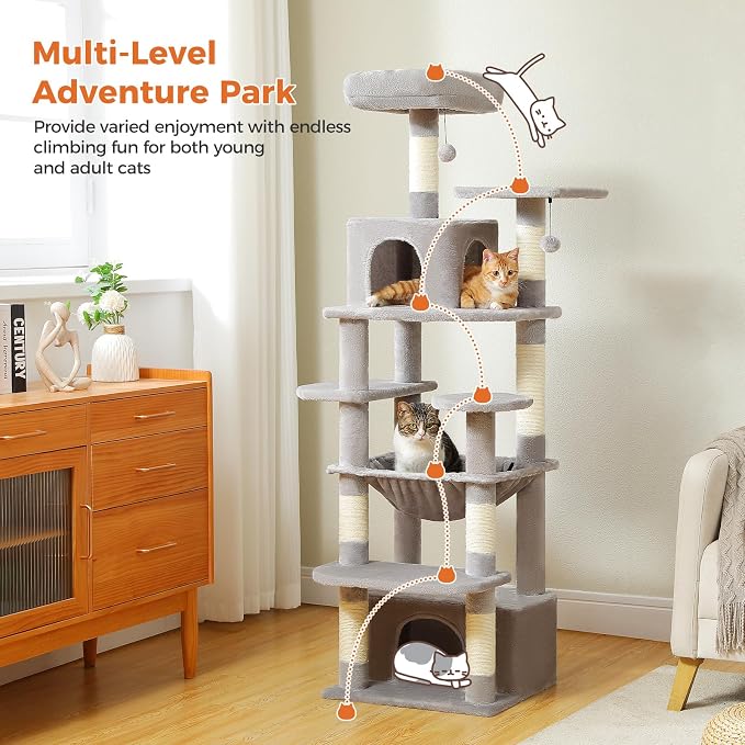 Cat Tree for Indoor Cats, 64.5" Tall Cat Tower - Image 7